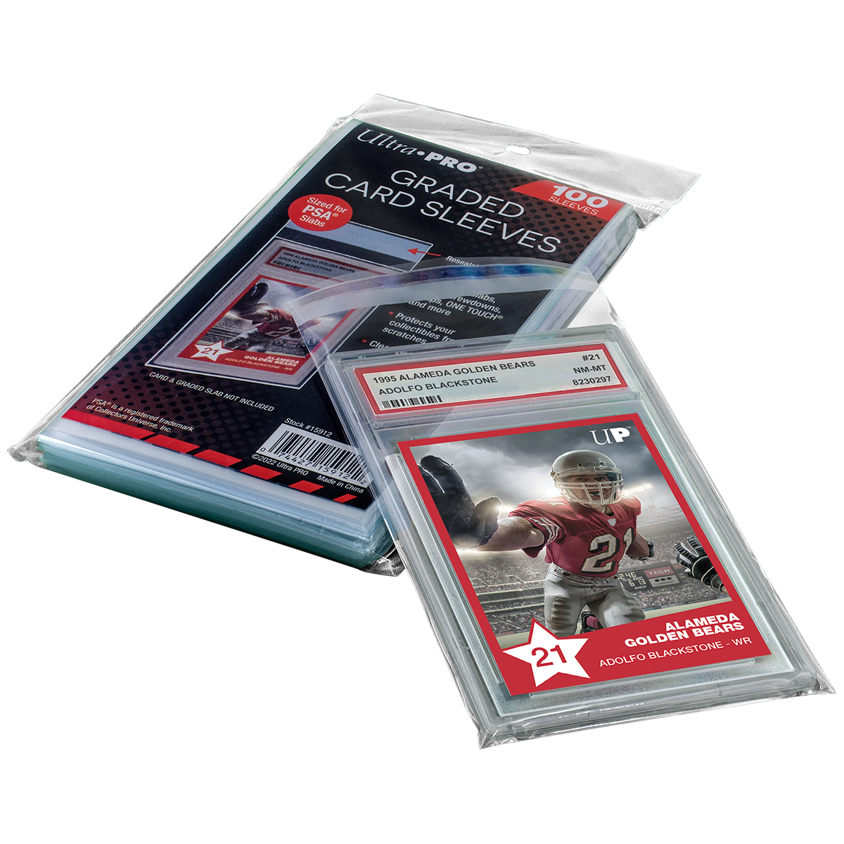 Ultra Pro PSA graded card sleeve flat view with resealable flap