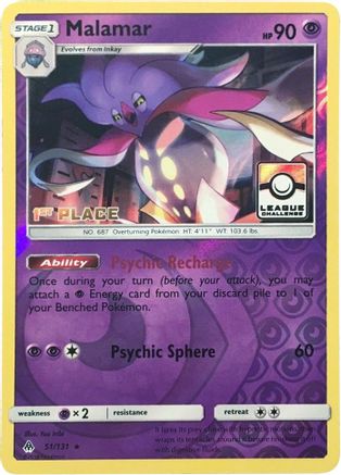 Malamar - 51/131 (League Challenge) [1st Place] - League & Championship Cards Reverse Holofoil