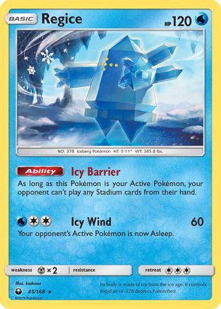 Regice 45/168 - SM  Celestial Storm