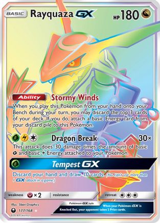 Rayquaza GX (Secret)/168 - SM  Celestial Storm Holofoil