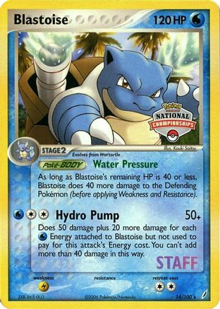 Blastoise - 14/100 (National Championships) [Staff] - League & Championship Cards