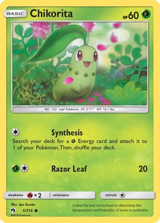 Chikorita (5) 5/214 - SM  Lost Thunder Reverse Holofoil