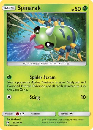 Spinarak/214 - SM  Lost Thunder Reverse Holofoil