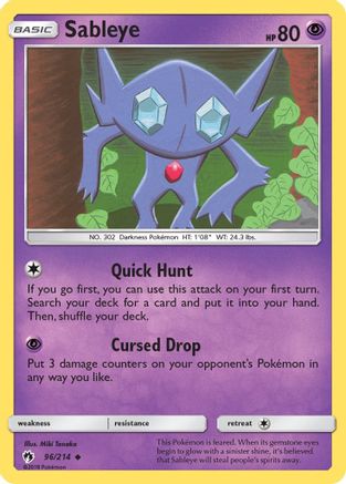 Sableye 96/214 - SM  Lost Thunder Reverse Holofoil