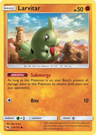 Larvitar (114) 114/214 - SM  Lost Thunder Reverse Holofoil