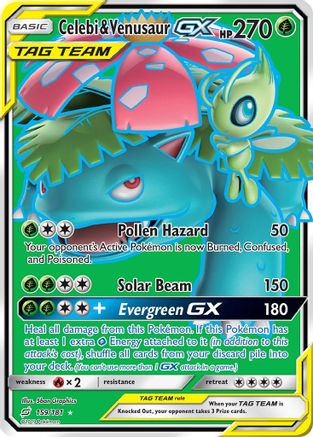 Celebi & Venusaur GX (Full Art)/181 - SM  Team Up Holofoil