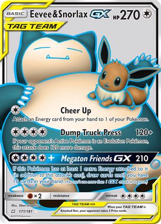 Eevee & Snorlax GX (Full Art)/181 - SM  Team Up Holofoil