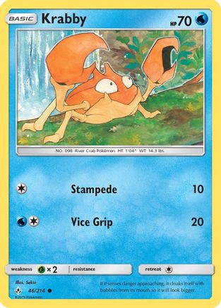 Krabby 46/214 - SM  Unbroken Bonds Reverse Holofoil