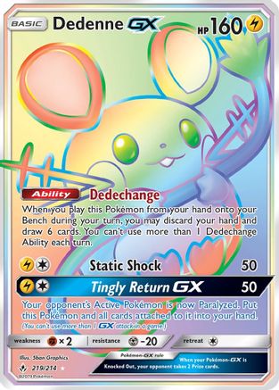 Dedenne GX (Secret)/214 - SM  Unbroken Bonds Holofoil