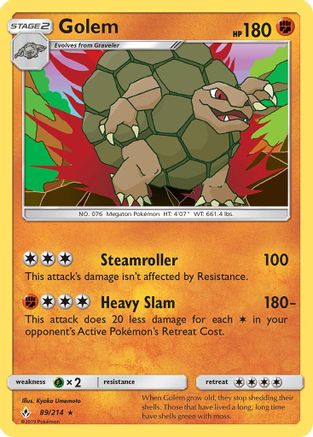 Golem 89/214 - SM  Unbroken Bonds Holofoil