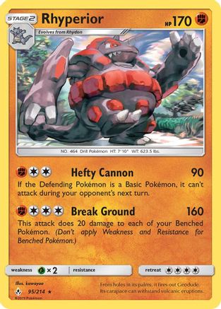Rhyperior 95/214 - SM  Unbroken Bonds Reverse Holofoil