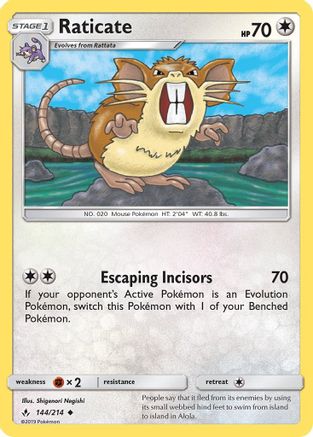 Raticate 144/214 - SM  Unbroken Bonds Reverse Holofoil