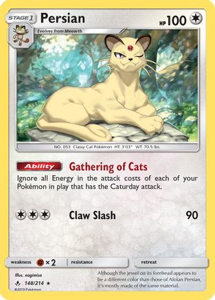 Persian/214 - SM  Unbroken Bonds Reverse Holofoil