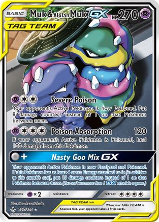 Muk & Alolan Muk GX (197) (Full Art)/214 - SM  Unbroken Bonds Holofoil