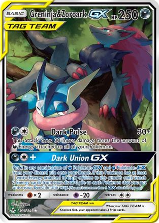 Greninja & Zoroark GX (201) (Alternate Full Art)/214 - SM  Unbroken Bonds Holofoil
