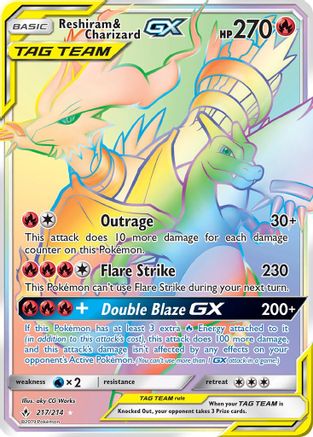 Reshiram & Charizard GX (Secret)/214 - SM  Unbroken Bonds Holofoil