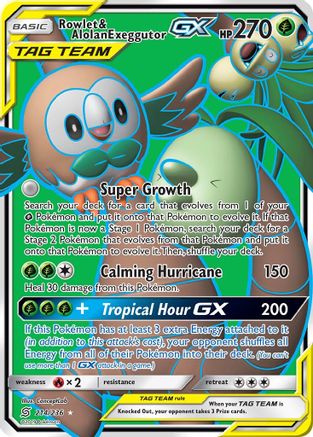 Rowlet & Alolan Exeggutor GX (Full Art)/236 - SM  Unified Minds Holofoil