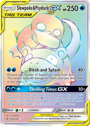 Slowpoke & Psyduck GX (Secret)/236 - SM  Unified Minds Holofoil