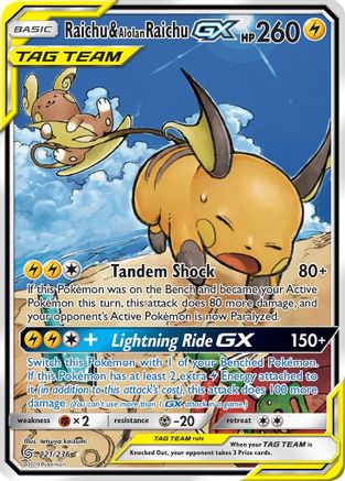 Raichu & Alolan Raichu GX (Alternate Full Art)/236 - SM  Unified Minds Holofoil