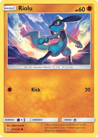Riolu (116) 116/236 - SM  Unified Minds Reverse Holofoil