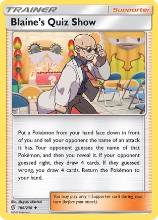 Blaine's Quiz Show 186/236 - SM  Unified Minds Reverse Holofoil