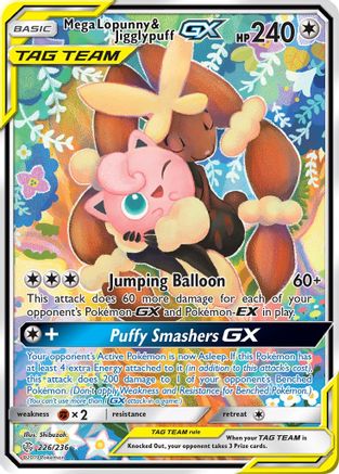 Mega Lopunny & Jigglypuff GX (Alternate Full Art)/236 - SM  Cosmic Eclipse Holofoil