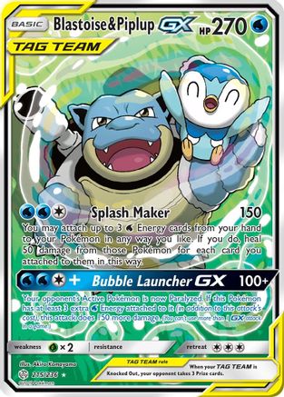 Blastoise & Piplup GX (Alternate Full Art)/236 - SM  Cosmic Eclipse Holofoil