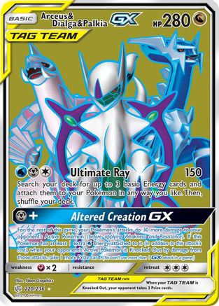 Arceus & Dialga & Palkia GX (Full Art)/236 - SM  Cosmic Eclipse Holofoil