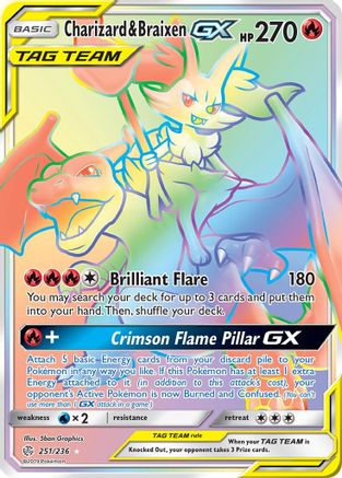Charizard & Braixen GX (Secret)/236 - SM  Cosmic Eclipse Holofoil