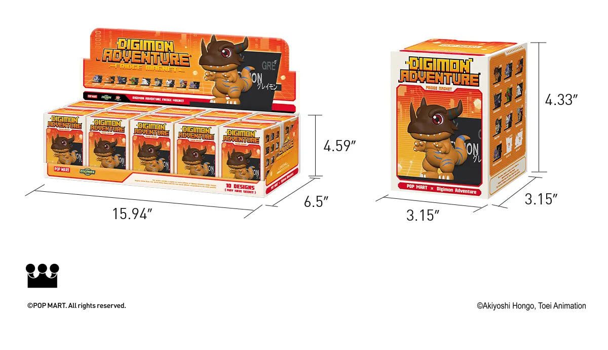 Pop Mart Digimon Adventure Fridge Magnet Series Figure Blind Box (1 Random Box)
