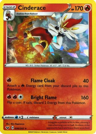 Cinderace - 036/202 (Cracked Ice Holo) - Deck Exclusives Holofoil