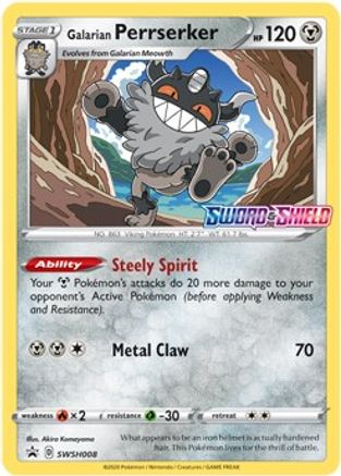 Galarian Perrserker - SWSH008 (Prerelease)/307 - SWSH Sword & Shield Promo Cards Holofoil