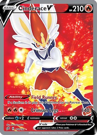 Cinderace V (Full Art) 178/192 - SWSH02 Rebel Clash Holofoil
