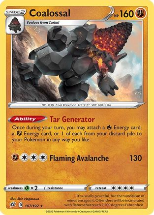 Coalossal 107/192 - SWSH02 Rebel Clash Holofoil
