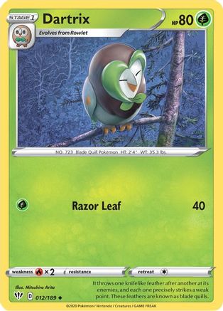 Dartrix 12/189 - SWSH03 Darkness Ablaze Reverse Holofoil