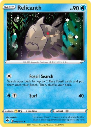 Relicanth 40/189 - SWSH03 Darkness Ablaze
