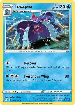 Toxapex 52/189 - SWSH03 Darkness Ablaze Reverse Holofoil