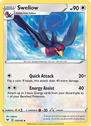Swellow 134/185 - SWSH04 Vivid Voltage Reverse Holofoil
