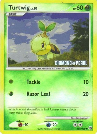 Turtwig - 103/130 [Diamond & Pearl] - Burger King Promos Reverse Holofoil