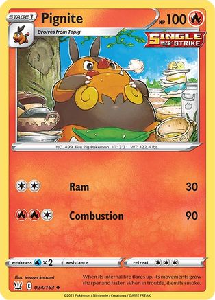 Pignite 24/163 - SWSH05 Battle Styles Reverse Holofoil