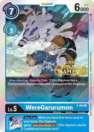 WereGarurumon - P-008 (2021 Championship Online Regional) [Online Champion] (P-008) - Digimon Promotion Cards
