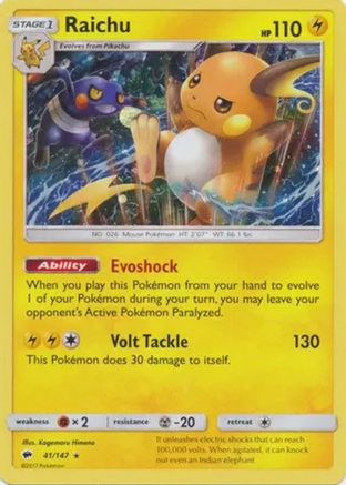 Raichu - 41/147 (Cosmos Holo) - Blister Exclusives Holofoil