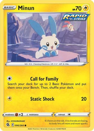 Minun 90/264 - SWSH08 Fusion Strike Reverse Holofoil