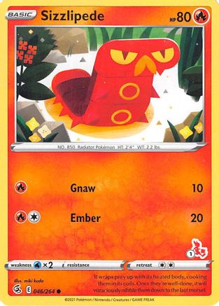 Sizzlipede - 046/264 (#1 Cinderace Stamped) - Battle Academy 2022