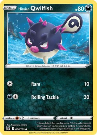 Hisuian Qwilfish (88) 88/189 - SWSH10 Astral Radiance Reverse Holofoil