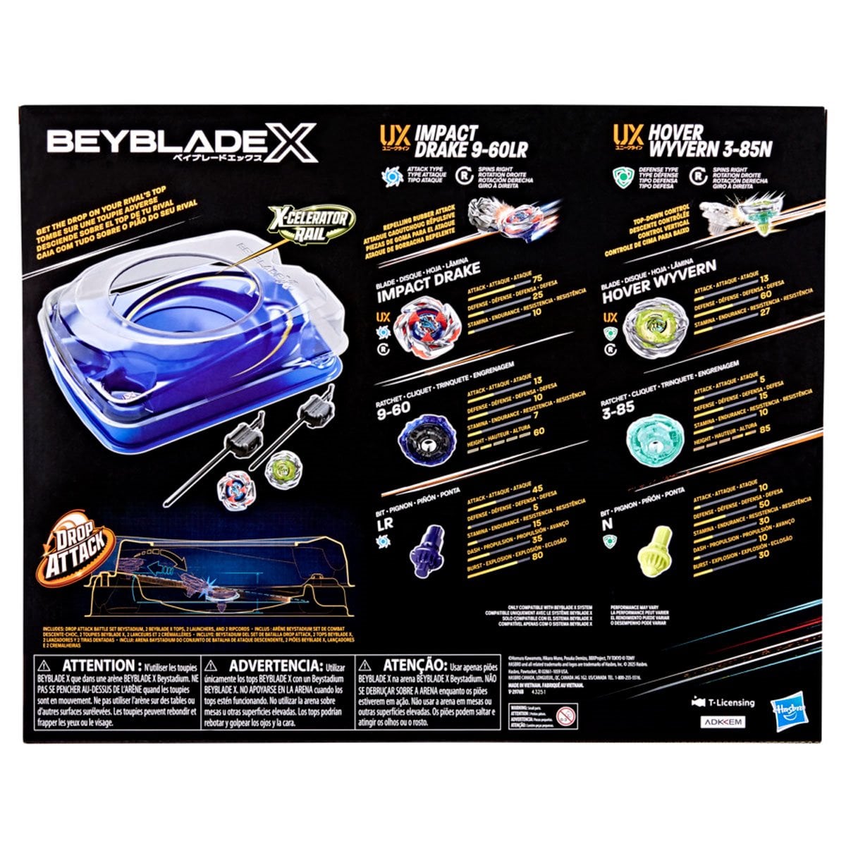 Hasbro Beyblade X Drop Attack Battle Set — packaging (back)