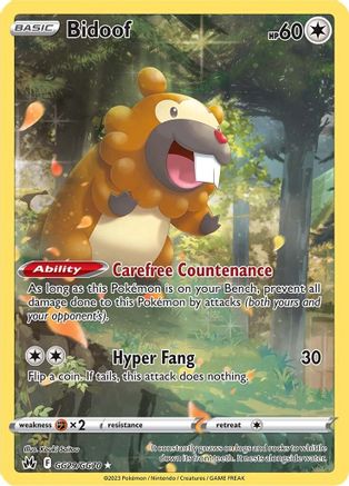 Bidoof GG29/70 - SWSH Crown Zenith Galarian Gallery Holofoil