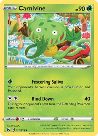 Carnivine 12/159 - SWSH Crown Zenith Reverse Holofoil
