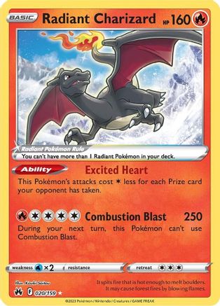 Radiant Charizard 20/159 - SWSH Crown Zenith Holofoil