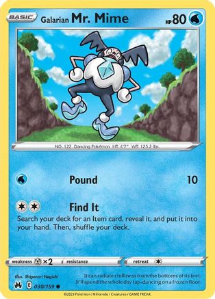 Galarian Mr. Mime 30/159 - SWSH Crown Zenith Reverse Holofoil